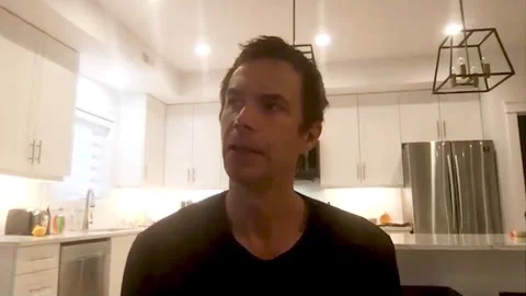 James D'Arcy is interviewed for new sci-fi film 'The Philosophers' - 2021 Video stock 158107765