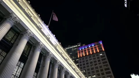 James Farley Building Postal office and Skyscraper in Background. Stock Footage 200788293