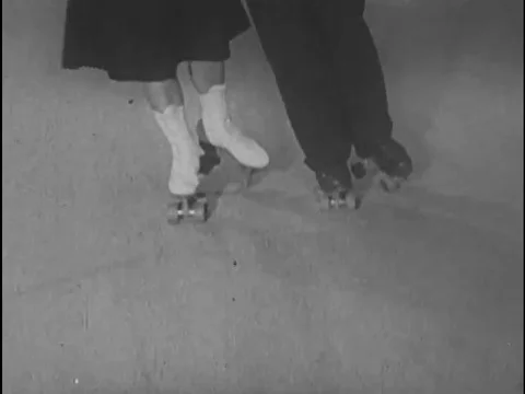 James Leonard Plimpton invents roller skates in 1863 and teenagers, parents, Stock Footage 79458672