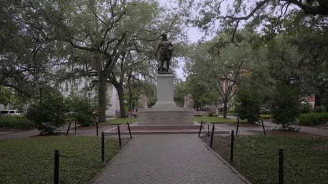James Oglethorpe monument, Savannah Stock Footage 74366252