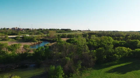 James River Bend Aerial View Spring Valley Jamestown North Dakota Stock Footage 340544367
