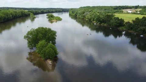 James River Island Orbit Stock Footage 159158580