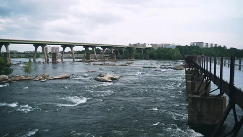 The James River at Manchester Bridge Stock Footage 221219406