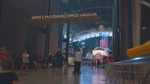 James S. McDonnell Space Hangar at National Air and Space Museum Stock Footage 77650127