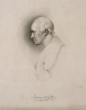 James Watt. Stipple engraving by E. Finden after Sir F. Chantrey, 1832. Stock Illustration