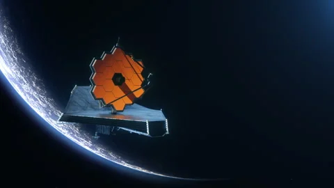 The James Webb space telescope on the background of a planet. The concept of  Stock-Footage 297167848