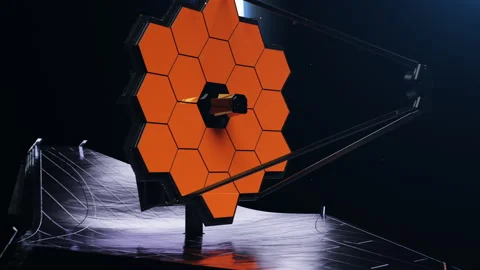 The James Webb space telescope on the background of a planet. The concept of  Stock-Footage 297167926