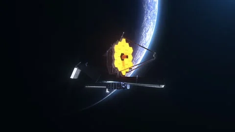 The James Webb space telescope on the background of a planet. The concept of  库存影片 297167965