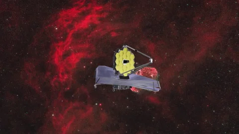James Webb telescope 3D model rotating. Stock Footage 189225812