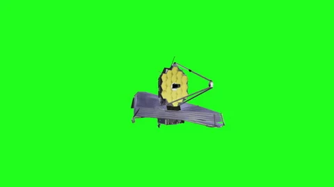 James Webb telescope 3D render rotating green screen Stock Footage 189226211