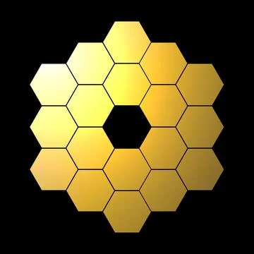 James Webb telescope. Golden hexagonal mirror of the new space telescope 스톡 일러스트