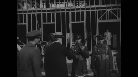 James William Good inspecting military soldiers Stock Footage