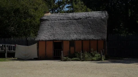 Jamestown Fort - Colonial House Stock Footage 80742957
