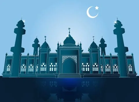 Jamiah Mosque in Pattani, Thailand, Vector Illustration Stock Illustration