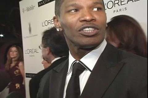 Jamie Foxx on Red Carpet Talking Stock Footage 7518952