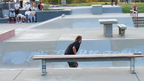 Jamie Thomas Backside 50-50 - Adam Arunski Nose Manual Stock Footage 244680414