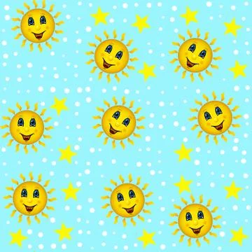 Jammies seamless pattern whith sun and stars Stock Illustration
