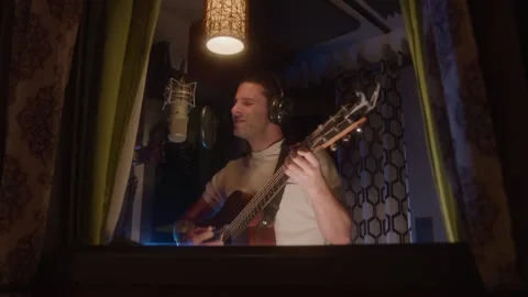 Jamming Artist Records In Studio Stock Footage 270311946