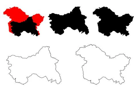Jammu and Kashmir map vector.... Stock Illustration