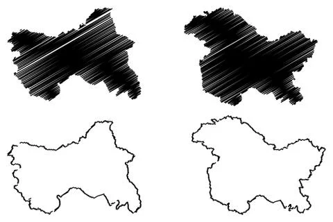 Jammu and Kashmir map vector.... Stock Illustration
