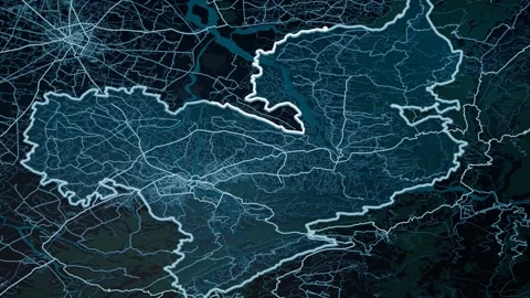 Jammu district India Digital Map Highlight 4K 库存影片 340059683