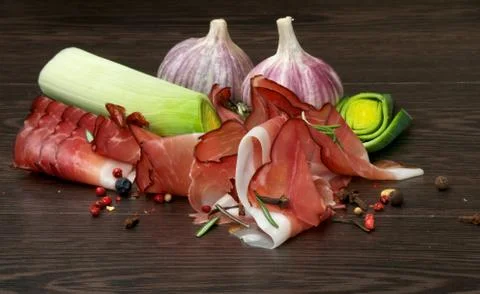 Jamon and Vegetables Stock Photos