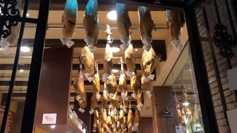 Jamon in the bar Stock Footage 124159674