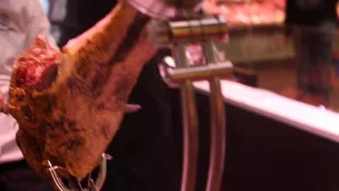 Jamon iberico cutting Stock Footage 108303032