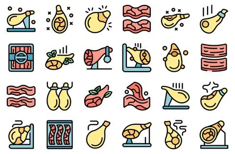Jamon icons set vector flat Stock Illustration