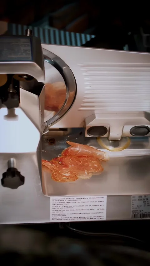 Jamon. sliced ham. close-up. professional slicer for slicing meat or jamon. a Vídeos de archivo 316891407