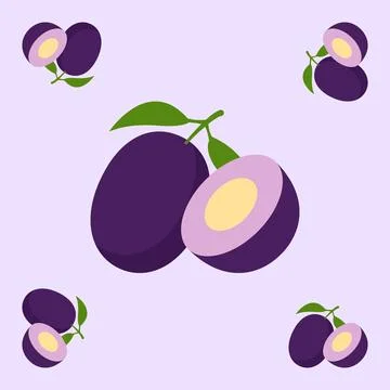 Jamun fruit seamless for pattern fabric, simple jamun fruit cute repeat in .. 스톡 일러스트