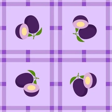 Jamun fruit seamless for pattern fabric, simple jamun fruit cute repeat in .. 스톡 일러스트