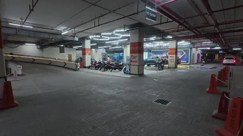 Jamuna Future Park Parking Lot with Car Wash and Bikes Exiting Stock-Footage 333701260