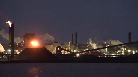 Jan, 10 2025 Hamilton Ont, Canadian steel and aluminum manufacturing industry Stock Footage 301712796