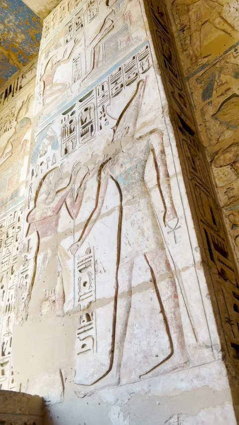 Jan 24, 2026, Egypt, Luxor: Medinet Habu, the mortuary temple of Ramesses III Stock Footage 336265034