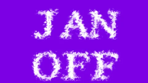 Jan Off cloud text effect violet isolated background Stock Footage 139637833