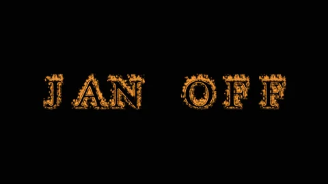 Jan Off fire text effect black background Stock Footage 136245614
