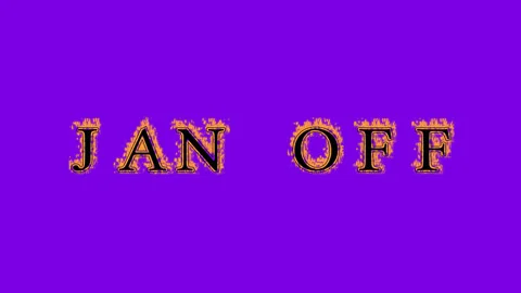 Jan Off fire text effect violet background Stock Footage 136245618