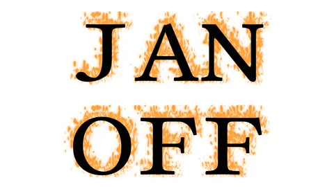 Jan Off fire text effect white isolated background Stock Footage 137992883