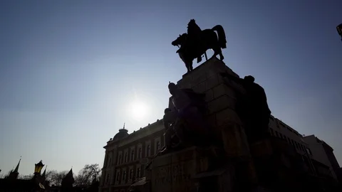 Jan Matejko Square. Grunwald Monument in Krakow. Poland Stock Footage 126561555