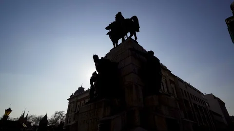 Jan Matejko Square. Grunwald Monument in Krakow. Poland Stock Footage 126561605