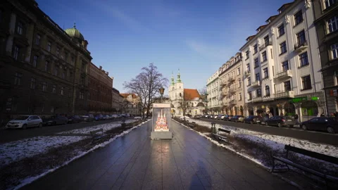 Jan Matejko Square. Grunwald Monument in Krakow. Poland Stock Footage 147579798