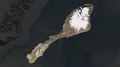 Jan Mayen and capital circled and zoomed. Satellite 4k or 4k+ Resolution
