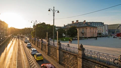 Jan Nowak Jezioranski Square at sunset in Cracow Video stock 252197977