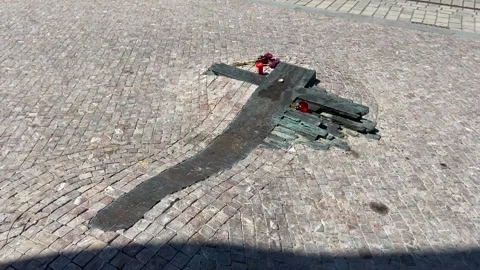 Jan Palach Memorial Cross In Pavement Prague May 30 2026 Stock Footage 336281082