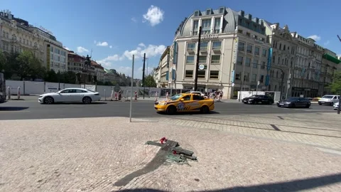 Jan Palach Memorial Cross In Pavement Prague May 30 2026 Stock Footage 336281101