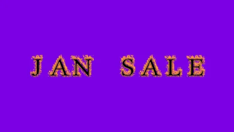 Jan Sale fire text effect violet background Stock Footage 136245745