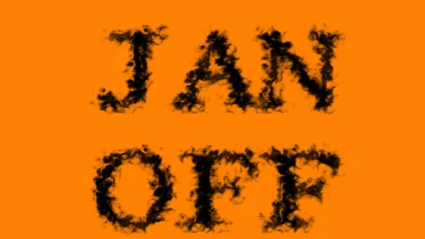 Jan Off smoke text effect orange isolated background Stock-Footage 139624507