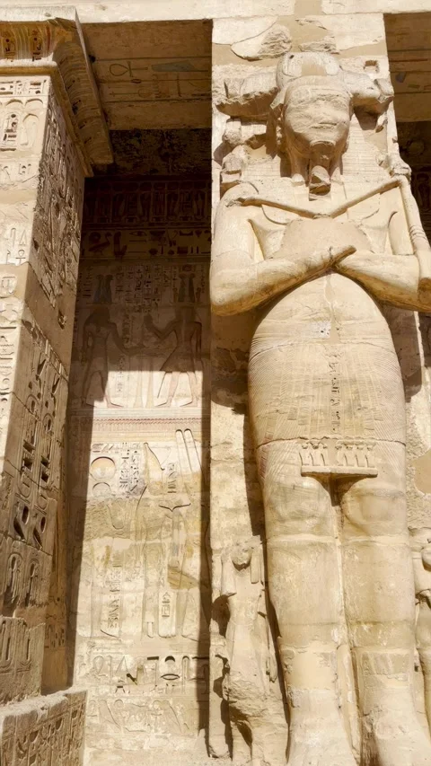 Jan24, 2026, Egypt, Luxor: Medinet Habu, the mortuary temple of Ramesses III Stock Footage 336264812