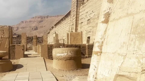 Jan24, 2026, Egypt, Luxor: Medinet Habu, the mortuary temple of Ramesses IIIL Stock Footage 336269577